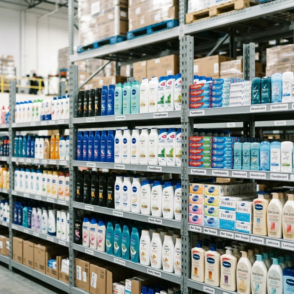 Well organized commercial shelf displays illustrating FMCG retail sourcing